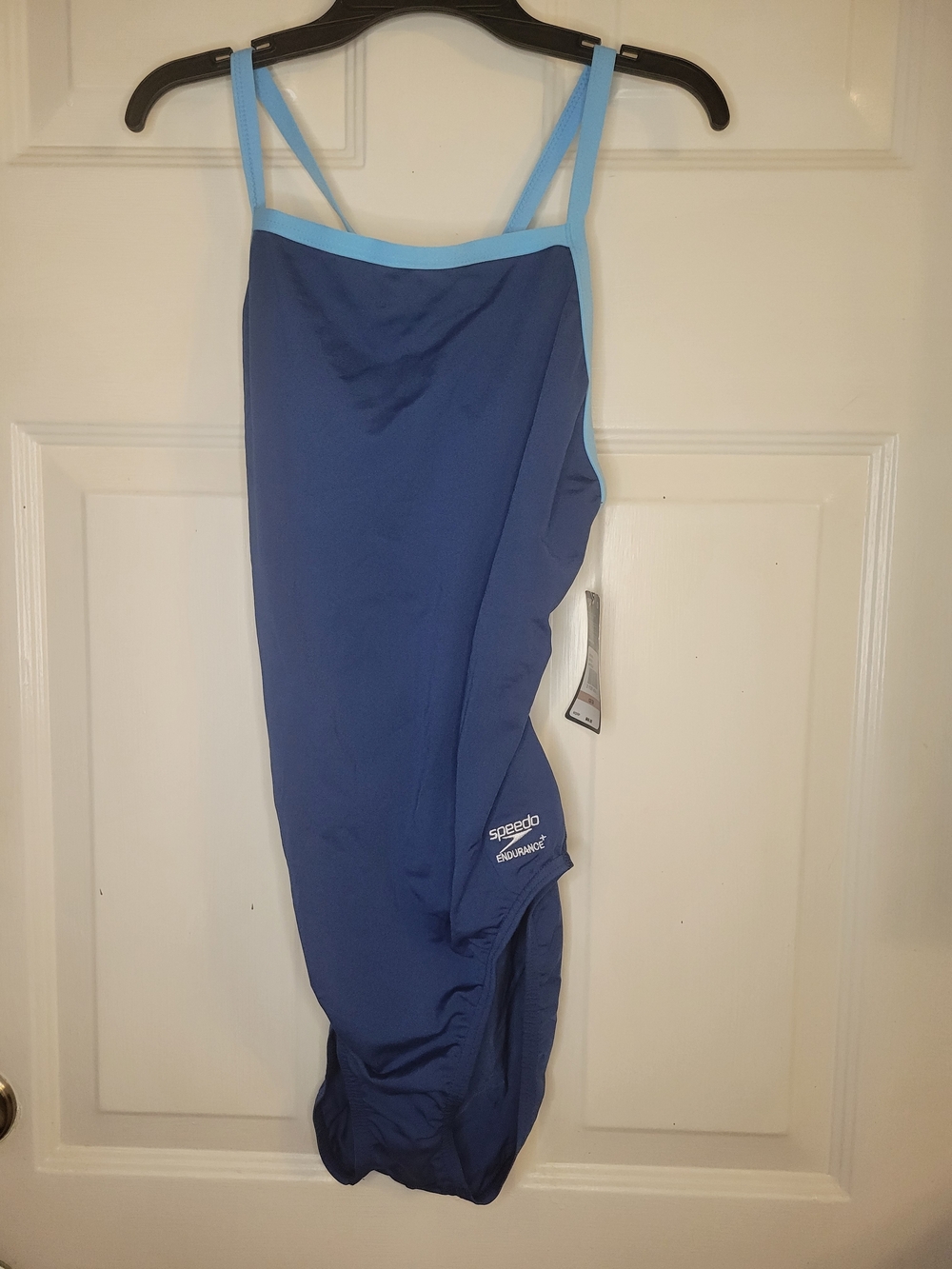 Speedo Women's Swimsuit One Piece Endurance+ Flyback Solid, 28, Navy/Blue - Picture 4 of 10
